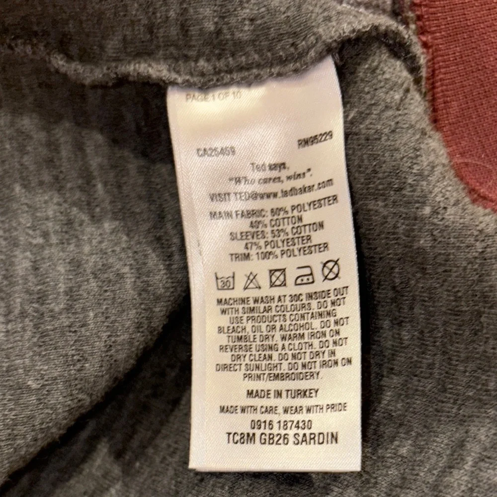 Gently Loved Gray & Burgandy  Zip-Up Sardin Quilted Jacket by Ted Baker London